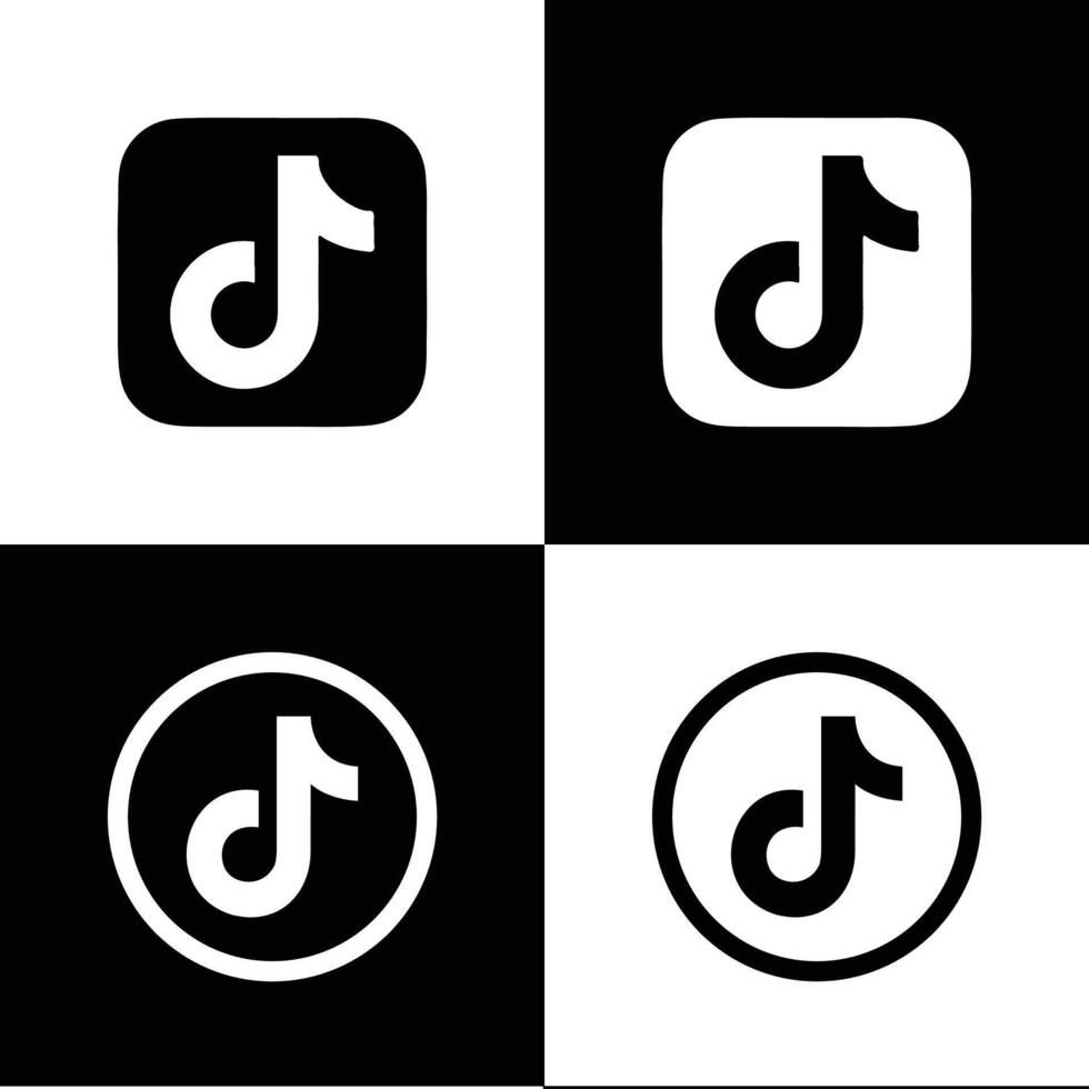 four different logo tiktok app with black and white color suitable for collection icons vector