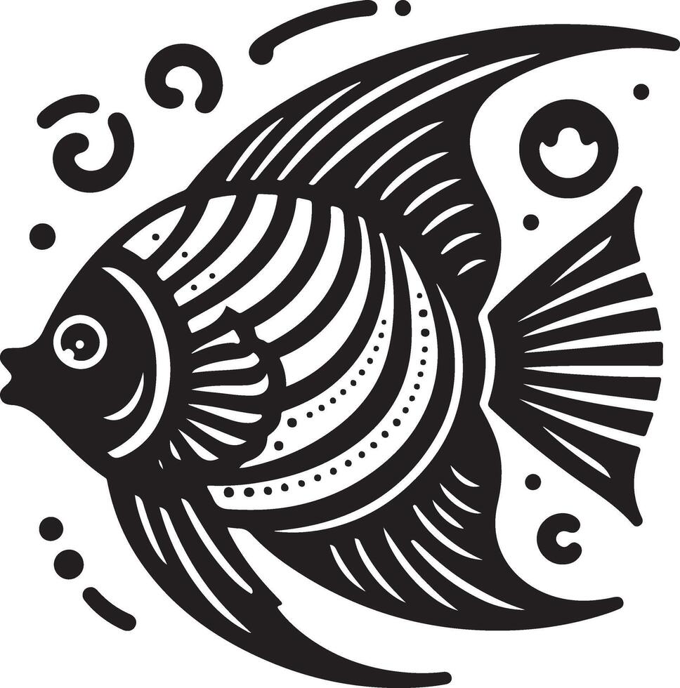 Angel fish icon in isolated white background. vector