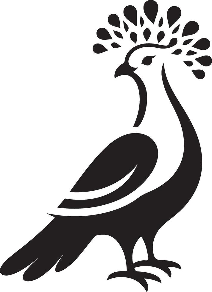 Crowned pigeon in white and black. vector