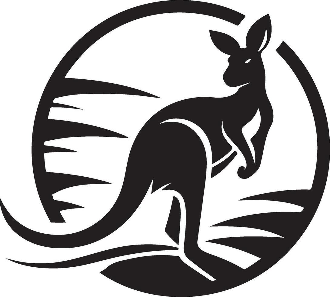 A running kangaroo looking back icon. vector