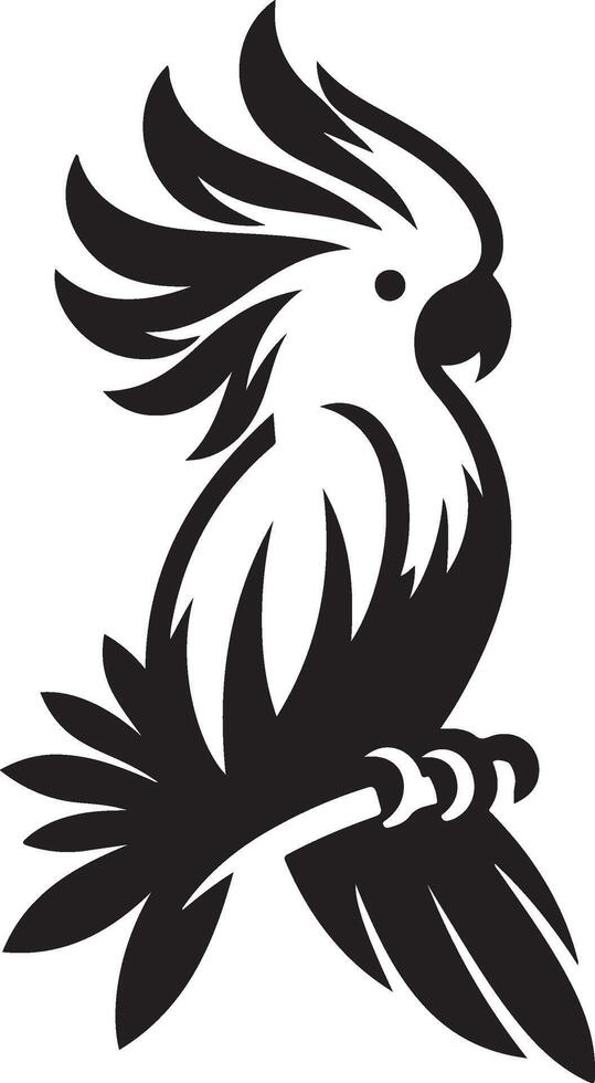 Black cockatoo sitting on a tree branch. vector