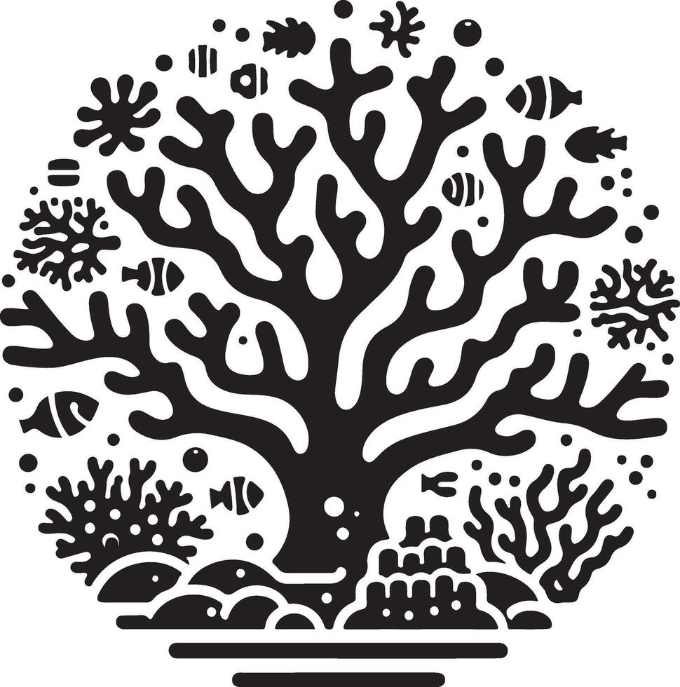 Black coral reef icon. vector