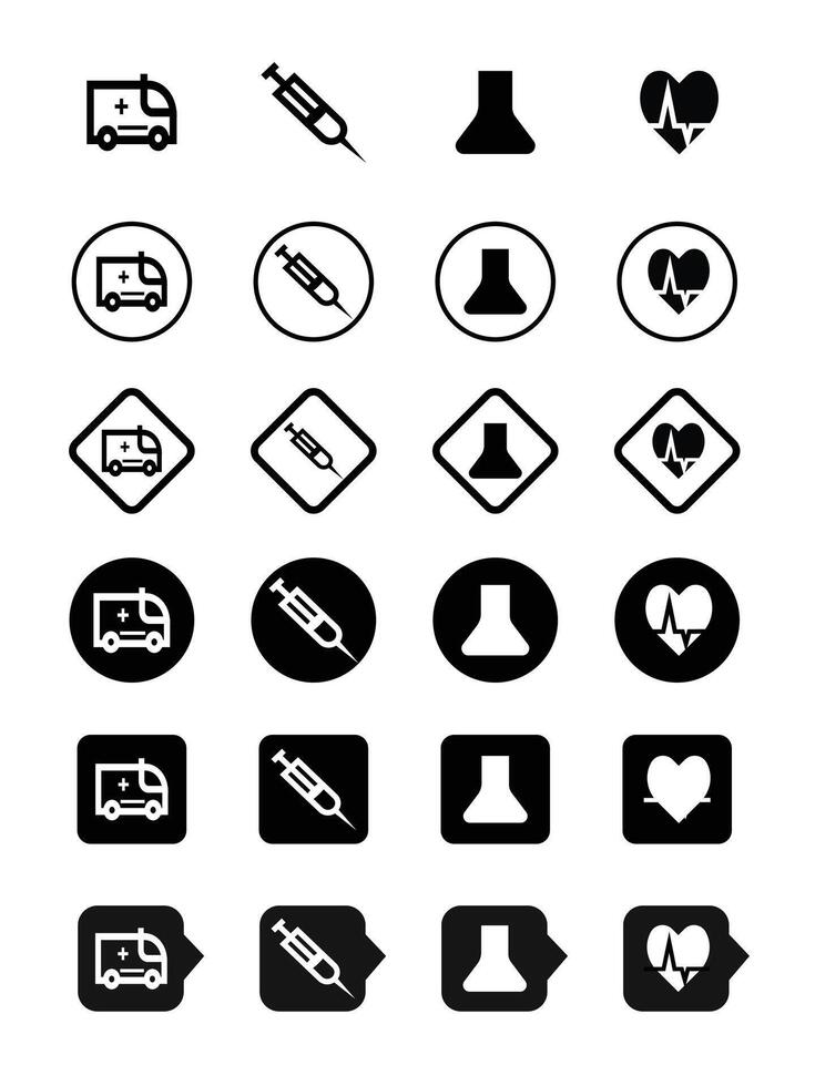 Medical symbol icons or social media contact icon signs group set collection for background advertising vector