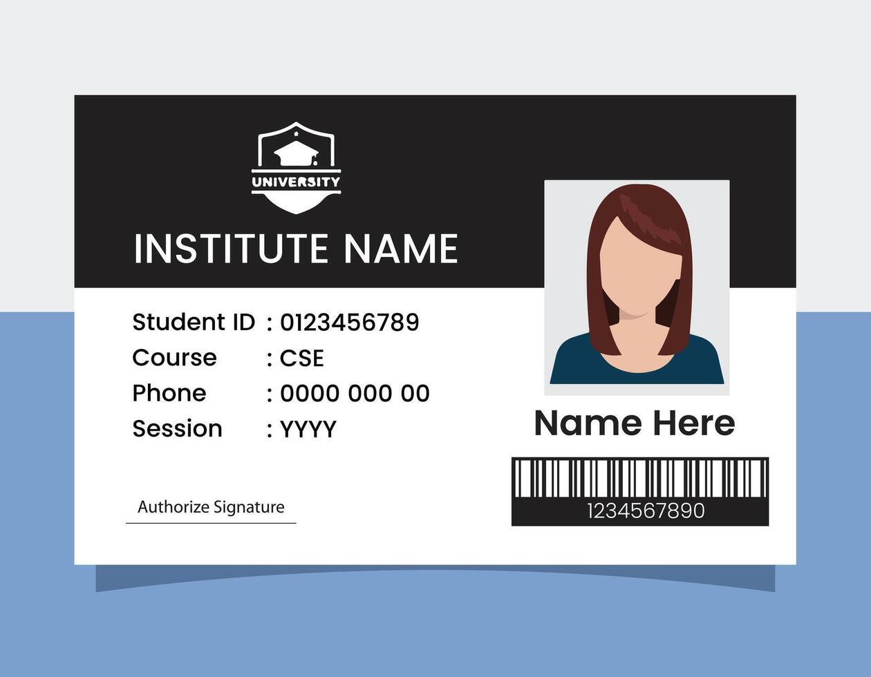 Minimalistic Student Identification Card Design Template vector