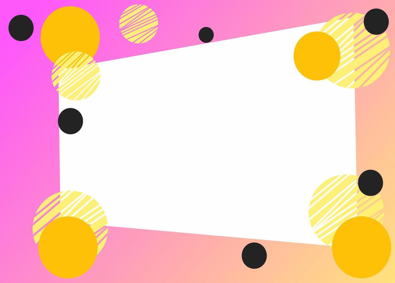 A white square with black and yellow dots on a pink and yellow background vector