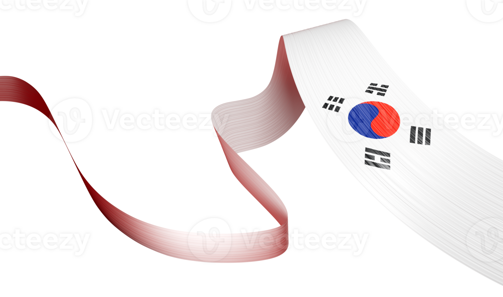 3d Flag Of South Korea 3d Shiny Waving Flag Ribbon, 3d illustration png