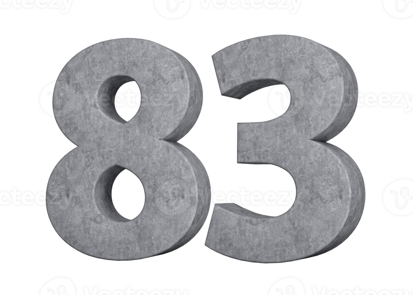 3d Concrete Number Eighty three 83 Digit Made Of Grey Concrete Stone 3d Illustration png