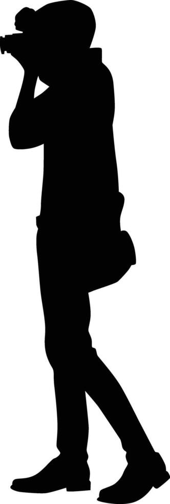 Young man photographer silhouette vector