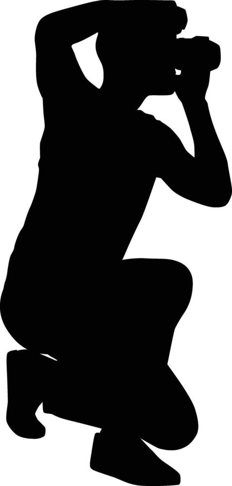 Men taking photo silhouette vector