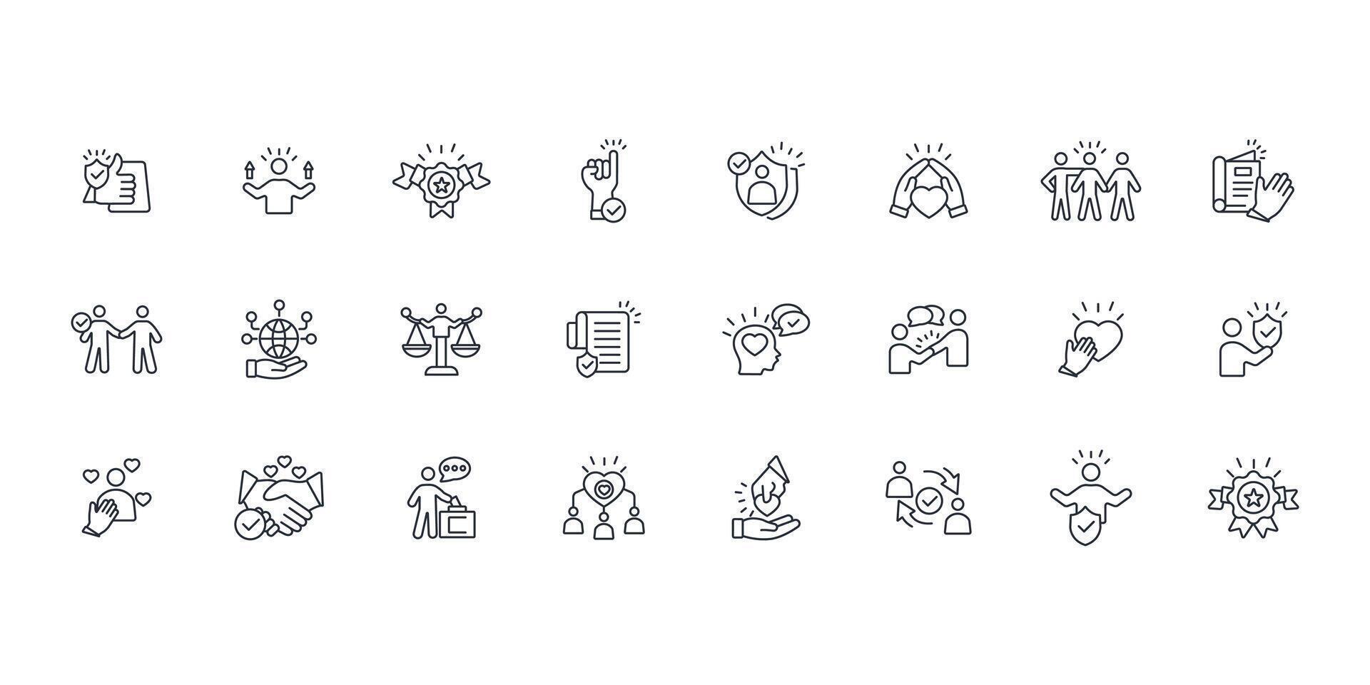Trust icon set..Editable stroke.linear style sign for use web design,logo.Symbol illustration. vector