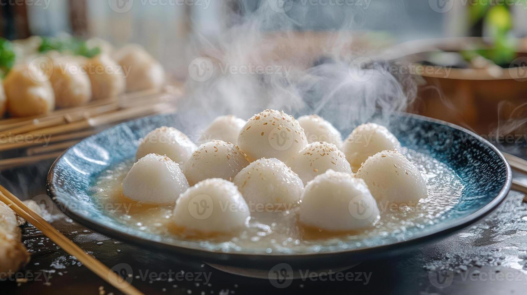 a plate of food with steam rising out of it photo