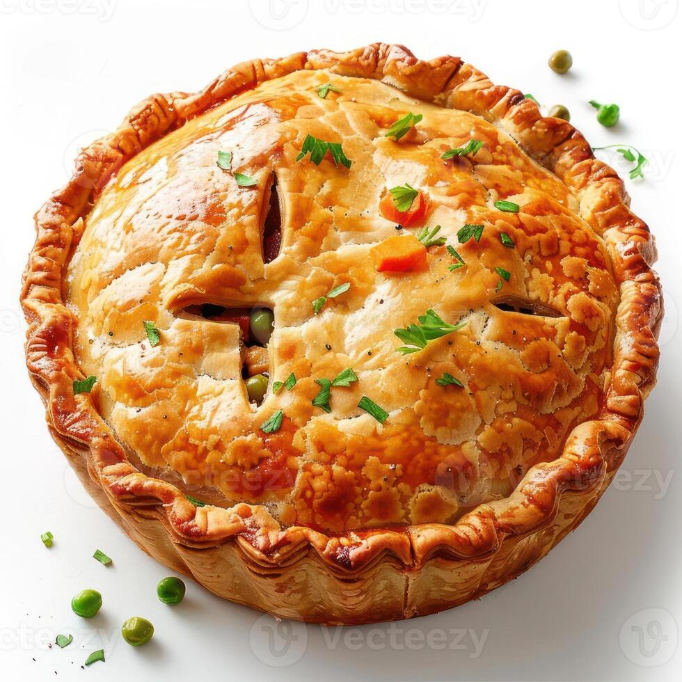 a pie with a face made out of it photo