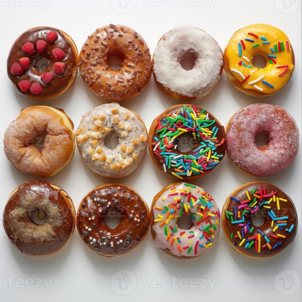a close up of a number of doughnuts with sprinkles on them photo