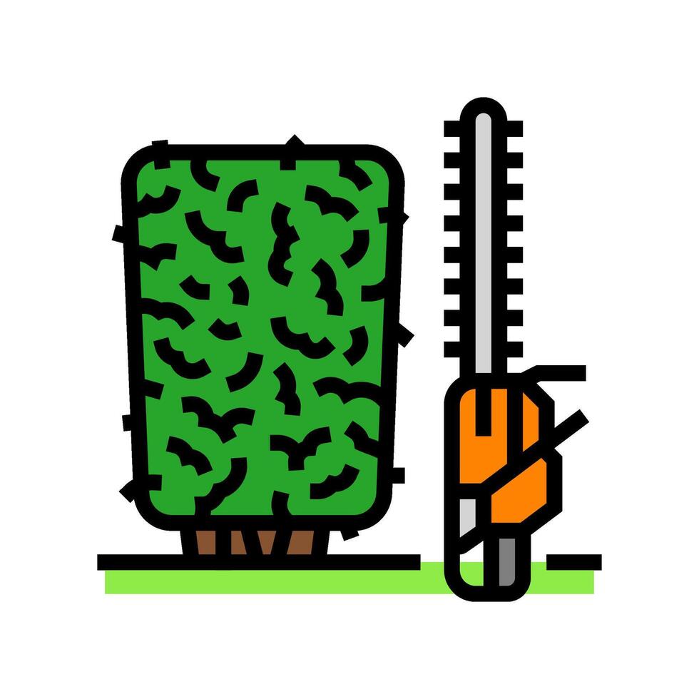 hedge trimming garden maintenance color icon illustration vector