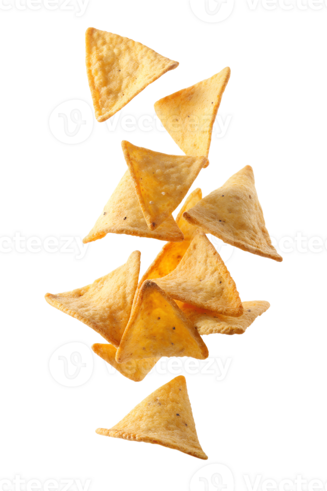 Tortilla chips Floating in mid-air isolated on transparent background png