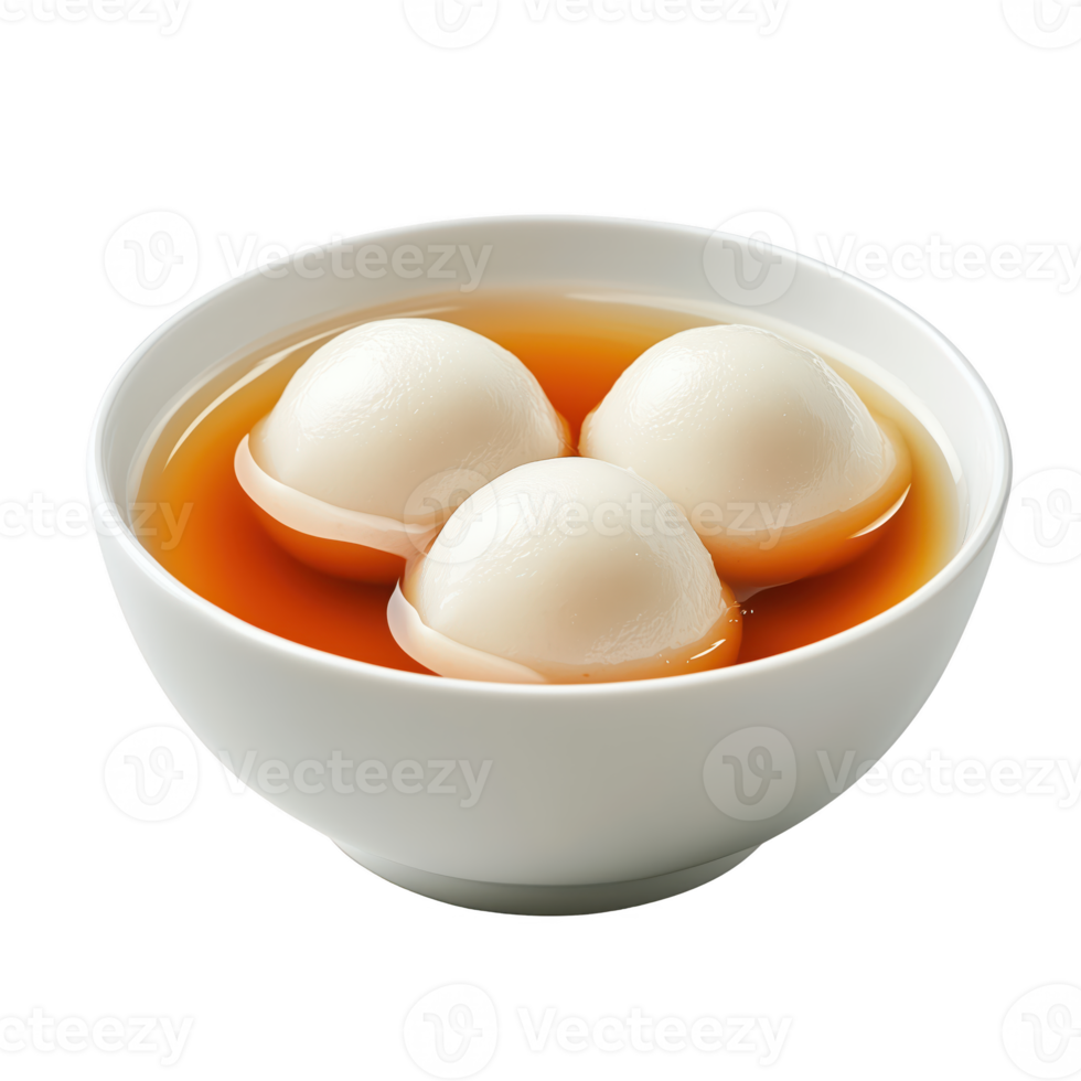 A delicious bowl of sweet dessert dumplings in a rich syrup, perfect for traditional celebrations or as a comforting treat. isolated on transparent background. png