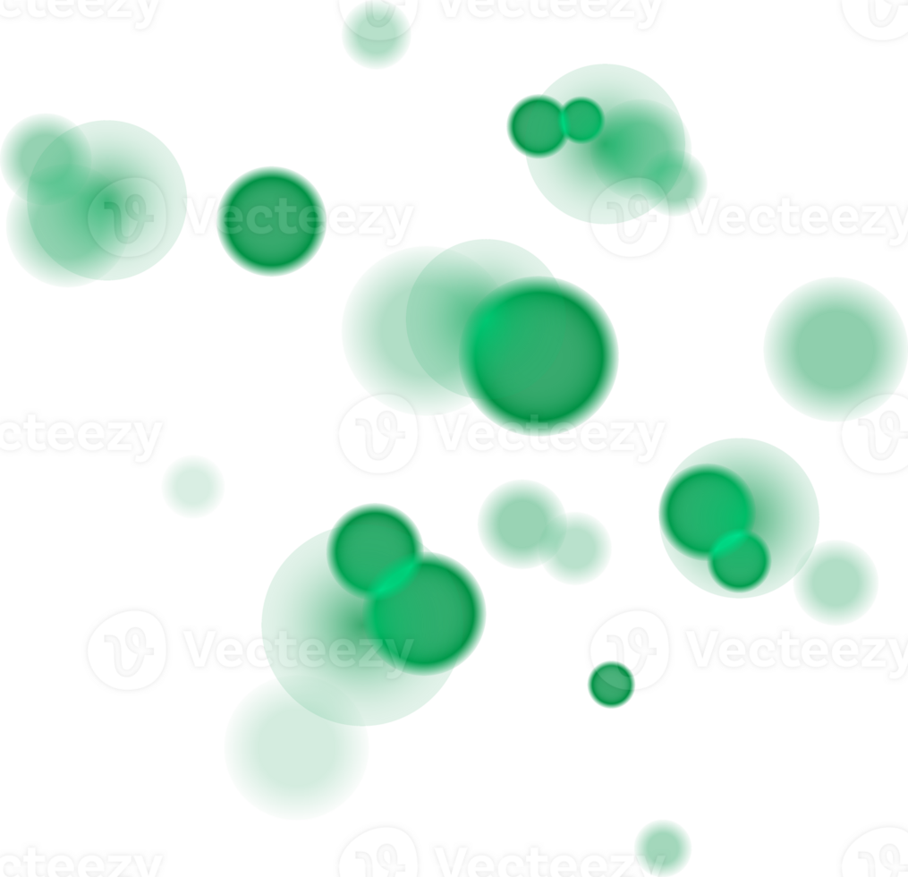 Beautiful green light effect on transparent background, glare, beautiful diffused light, bokeh effect png