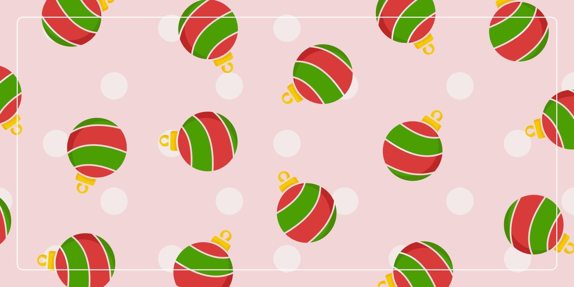 Christmas pattern pink background with Ball icons. design for banner, poster, greeting card, social media. vector