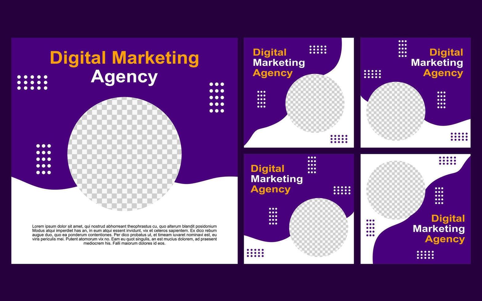 Social media template design with purple and white color for promotion. vector
