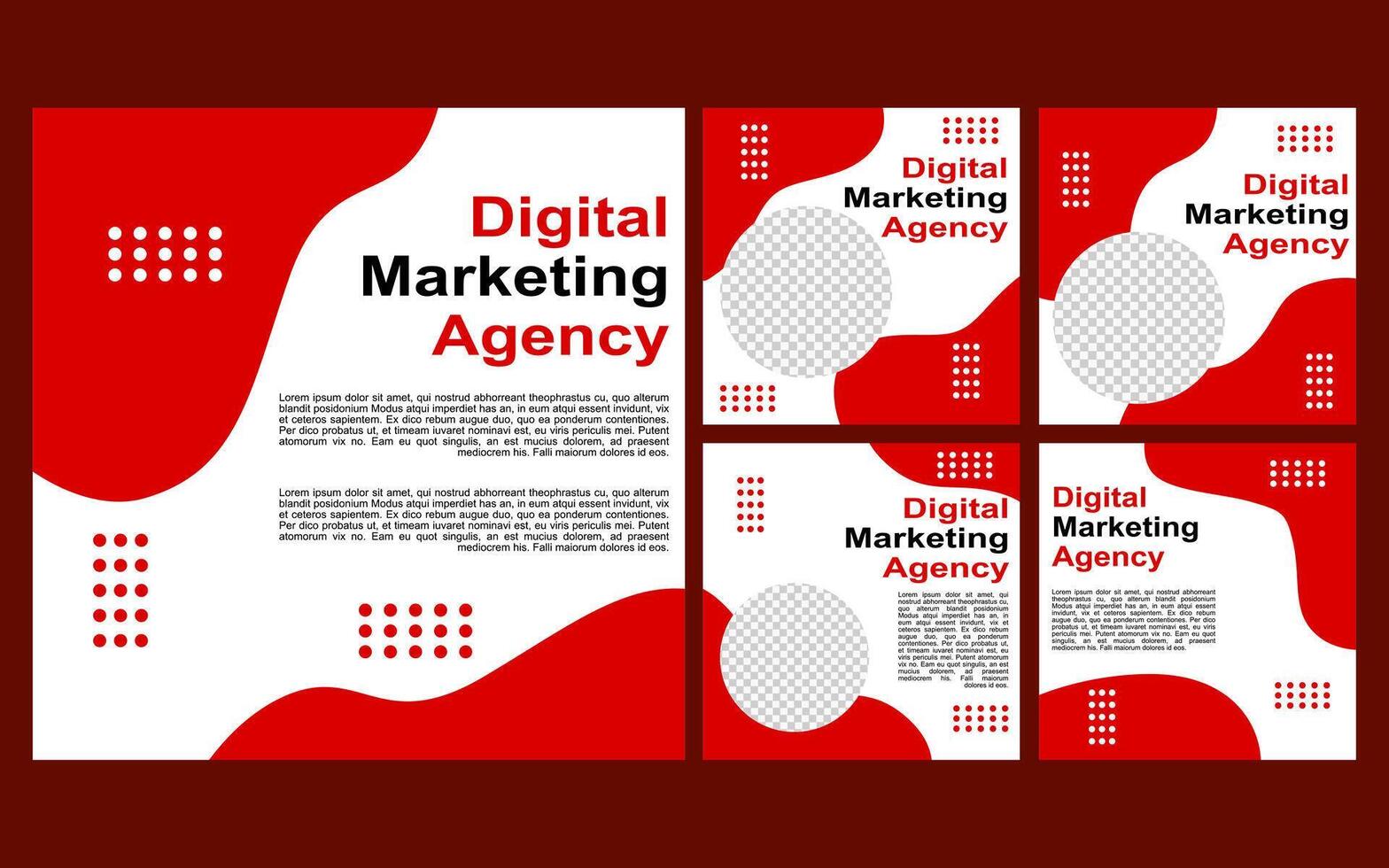 social media template design with red and white color for promotion. vector