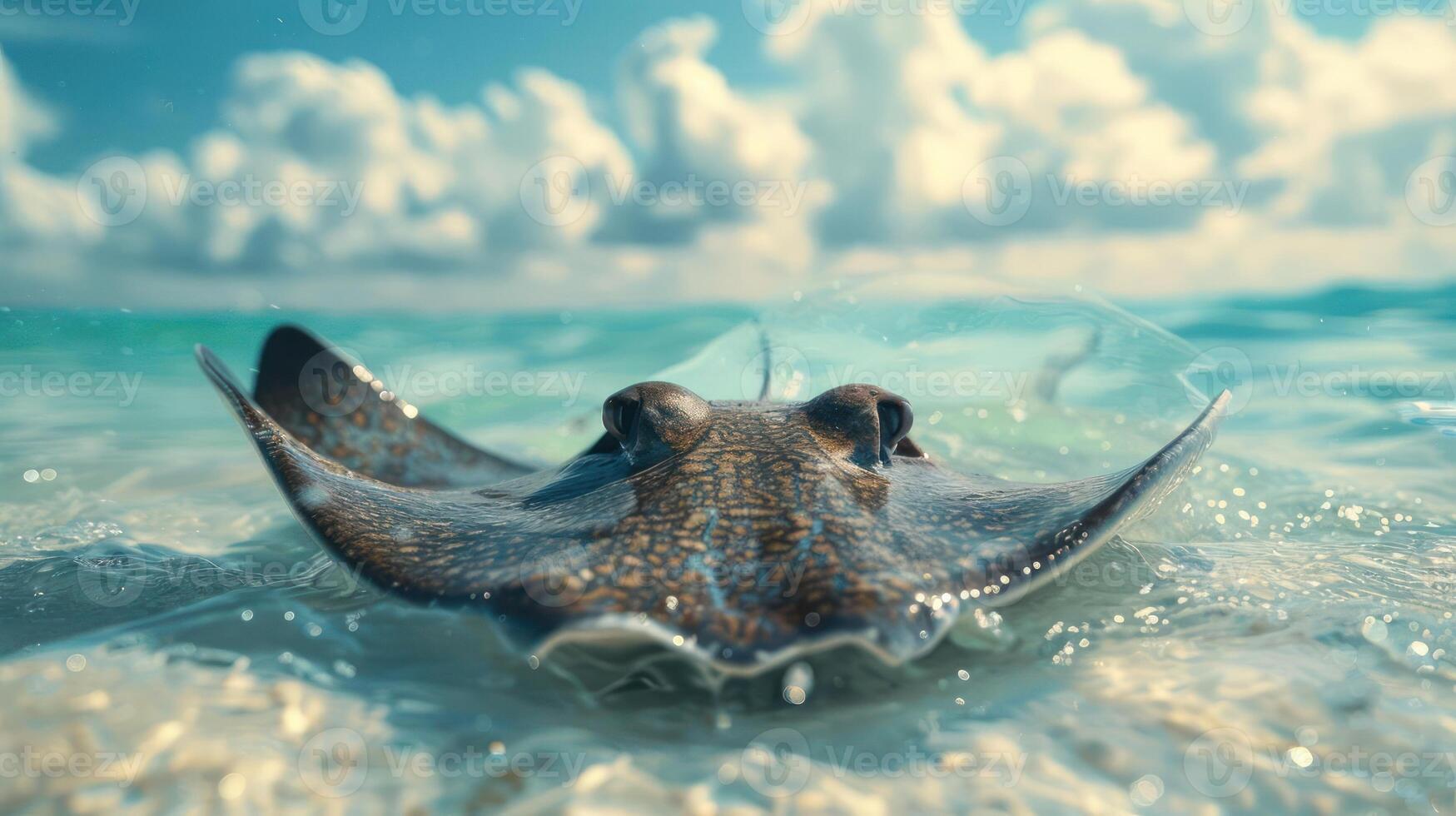 a manta ray swimming in the ocean photo