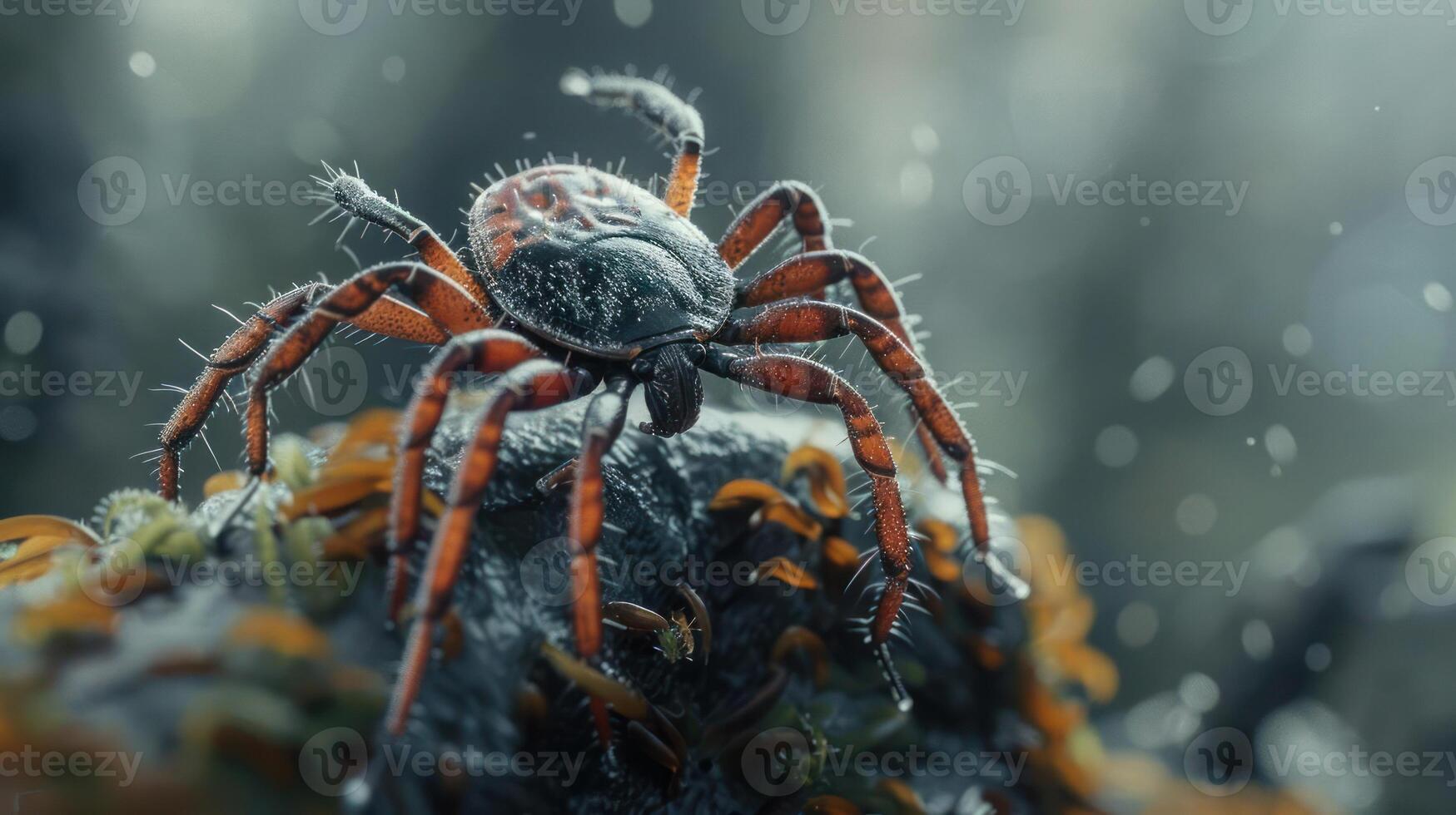 a close up of a spider on a plant photo