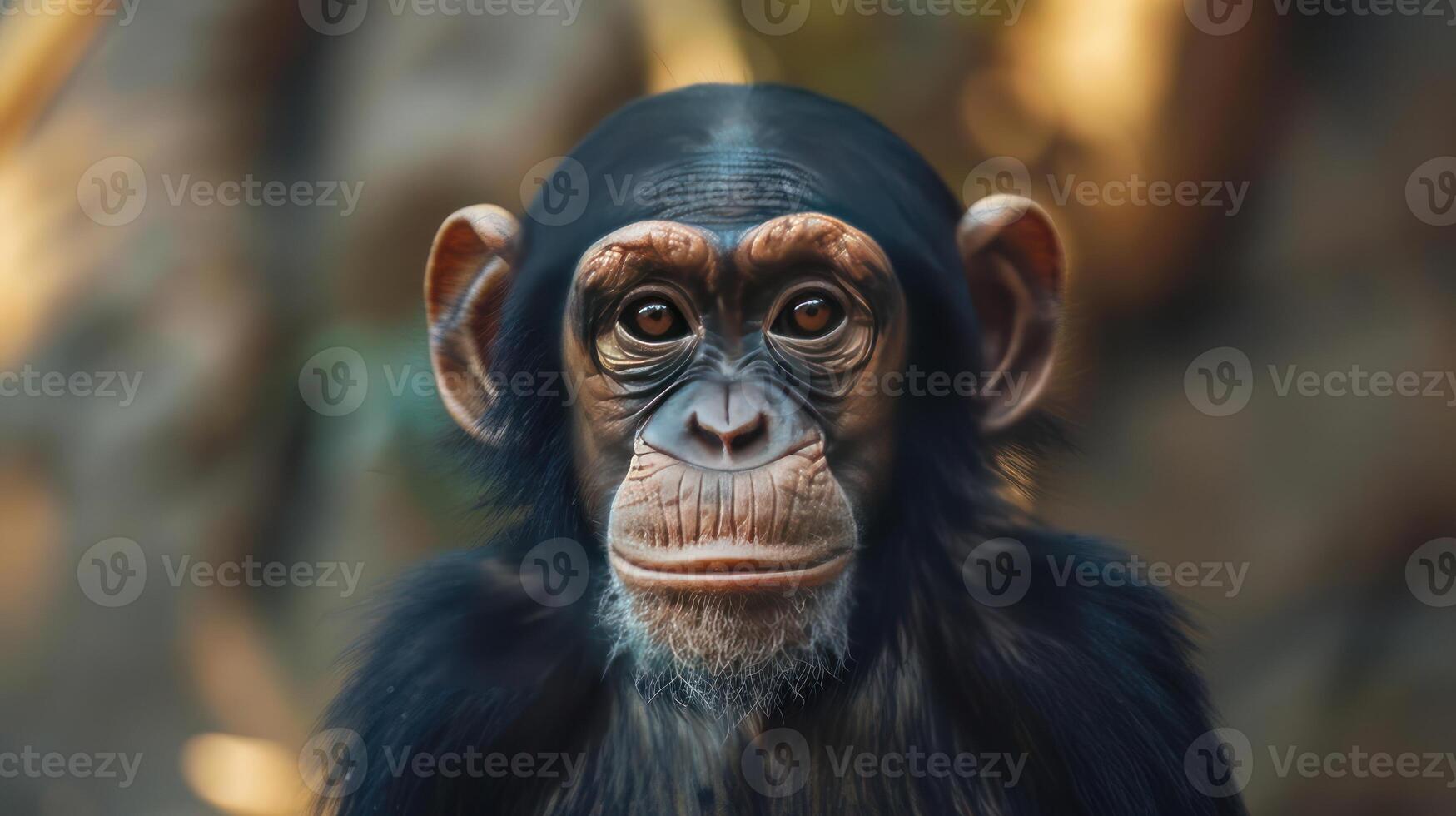 a close up of a monkey with a blurry background photo