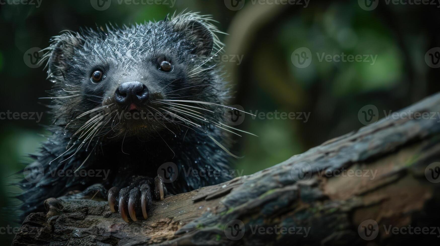 a close up of a small animal on a tree branch photo