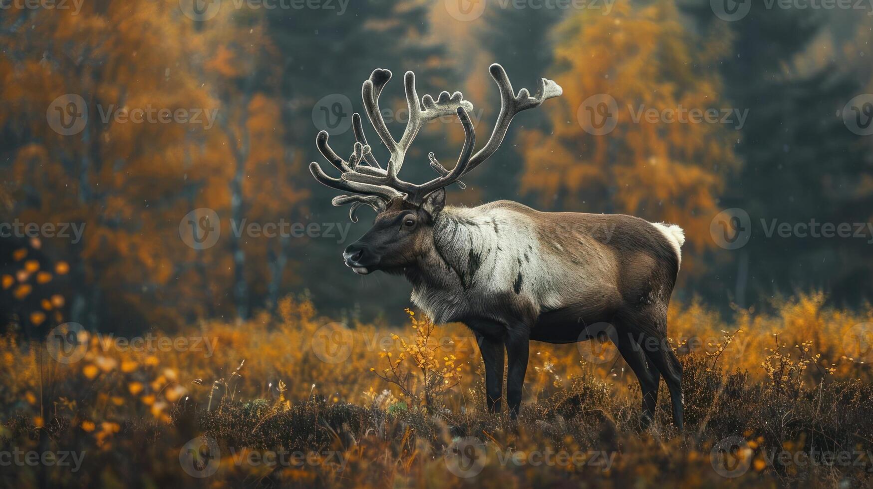 a large elk standing on top of a grass covered field photo