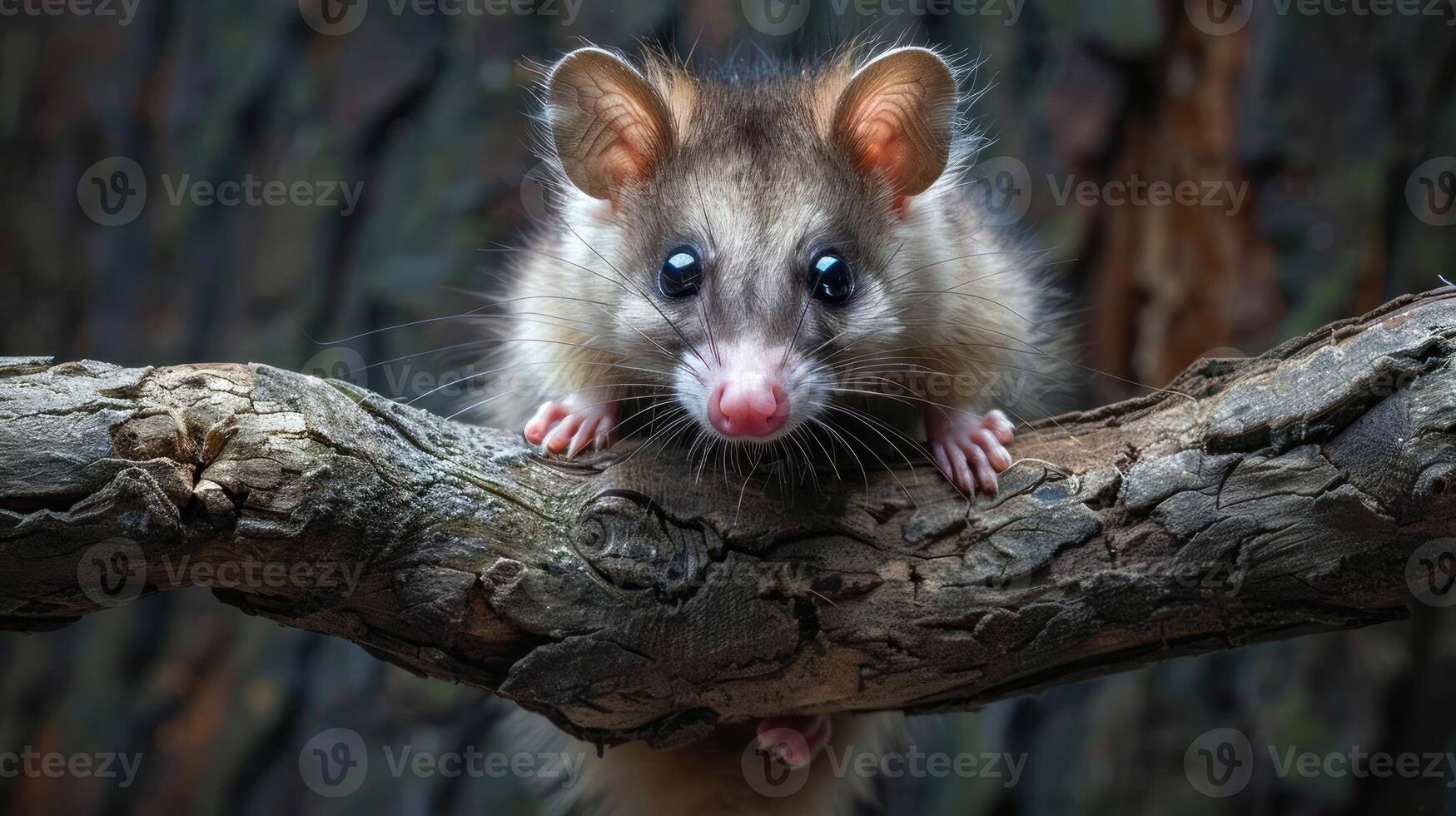 a close up of a small animal on a tree branch photo