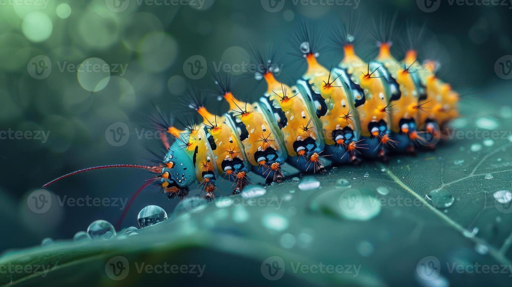 a close up of a caterpillar on a leaf photo