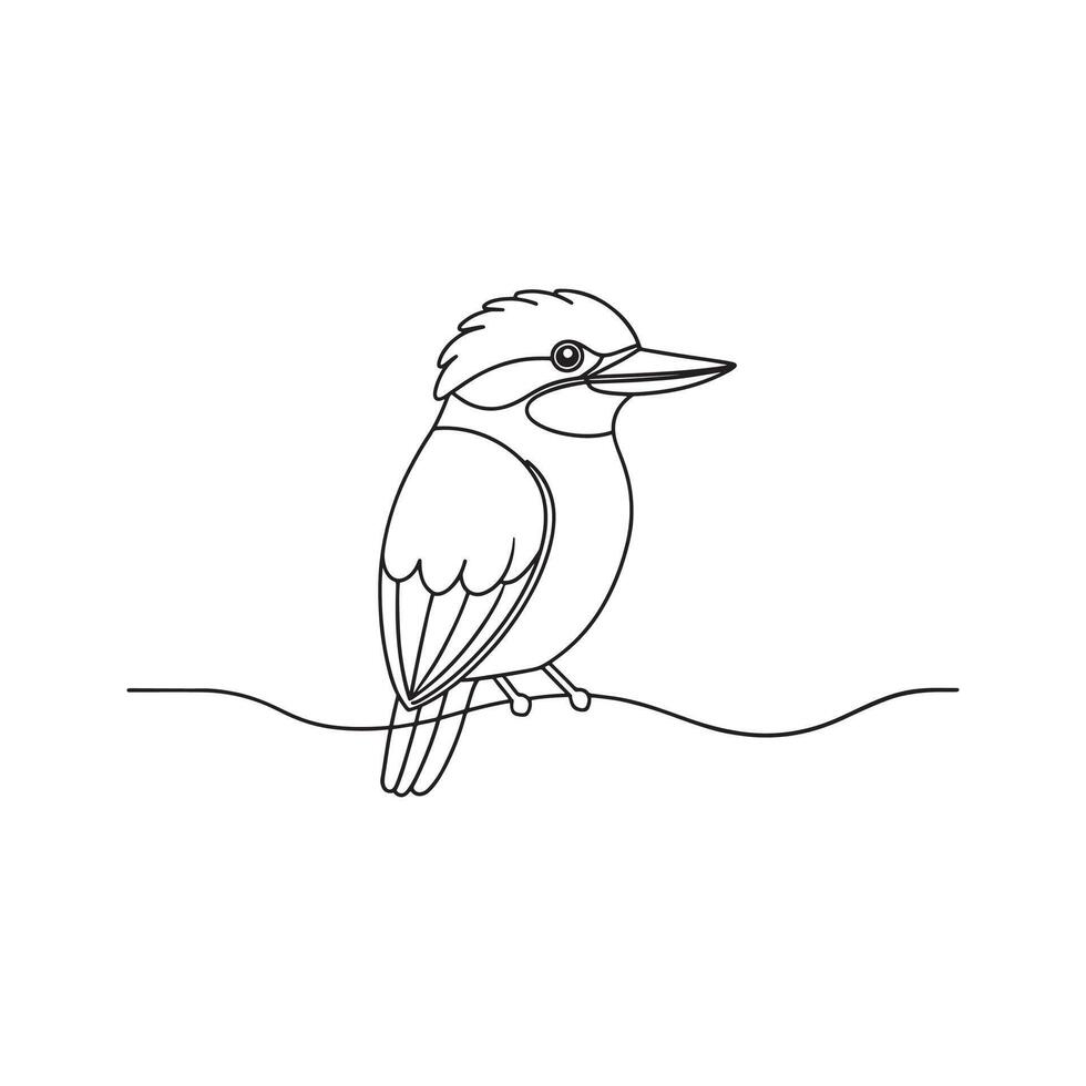 Kookaburra continuous line art flat illustration on white background vector