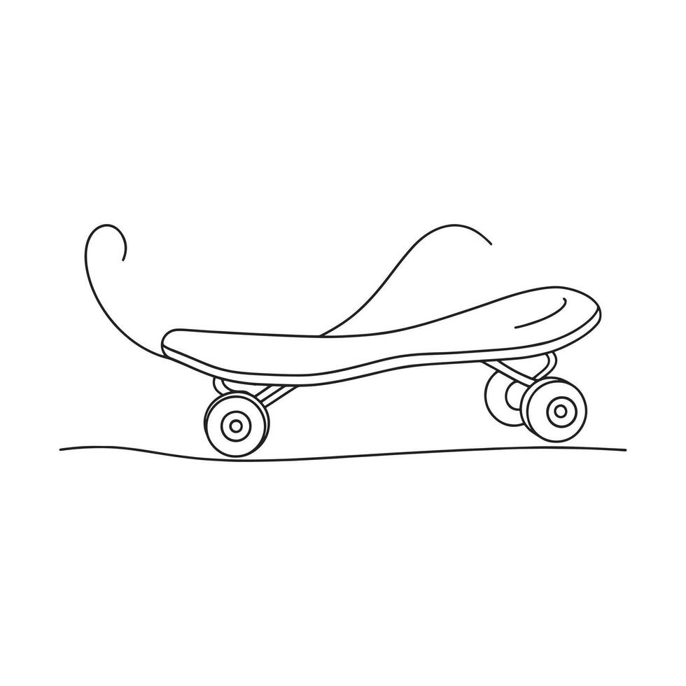 Motorized Skateboard Other Transport Types isolated continuous line art flat illustration on white background. vector