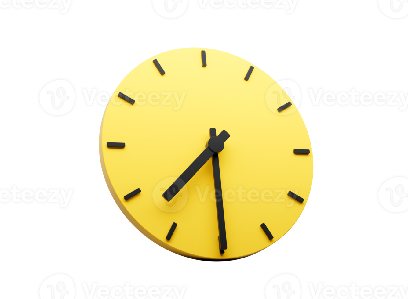 3d Simple Yellow Round Wall Clock Seven Thirty Half Past 7 3d illustration png