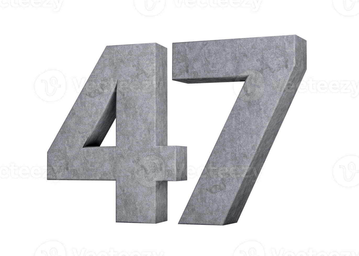 3d Concrete Number Forty seven 47 Digit Made Of Grey Concrete Stone 3d Illustration png