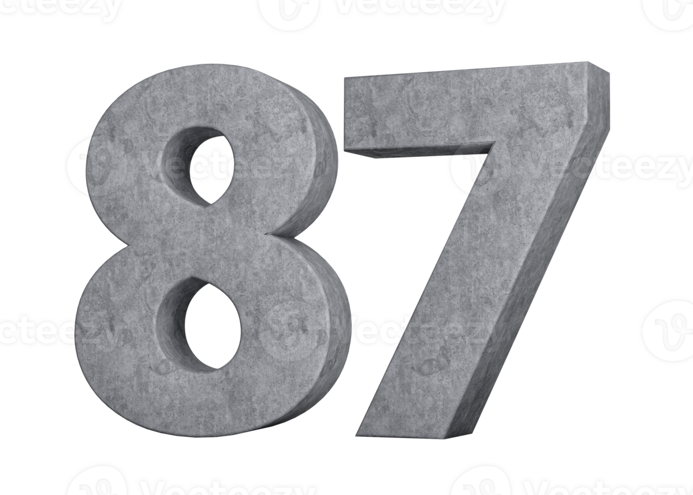 3d Concrete Number Eighty seven 87 Digit Made Of Grey Concrete Stone 3d Illustration png