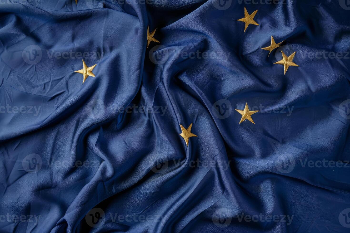 European union flag flowing with beautiful folds and golden stars photo