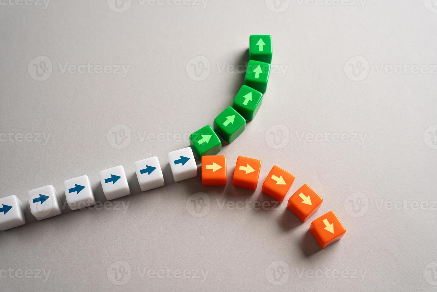 A fork dividing a path into two opposite directions. The concept of a decision point and division. Make right assessment, choose best option for the further path. Intuition. Experience and foresight. photo