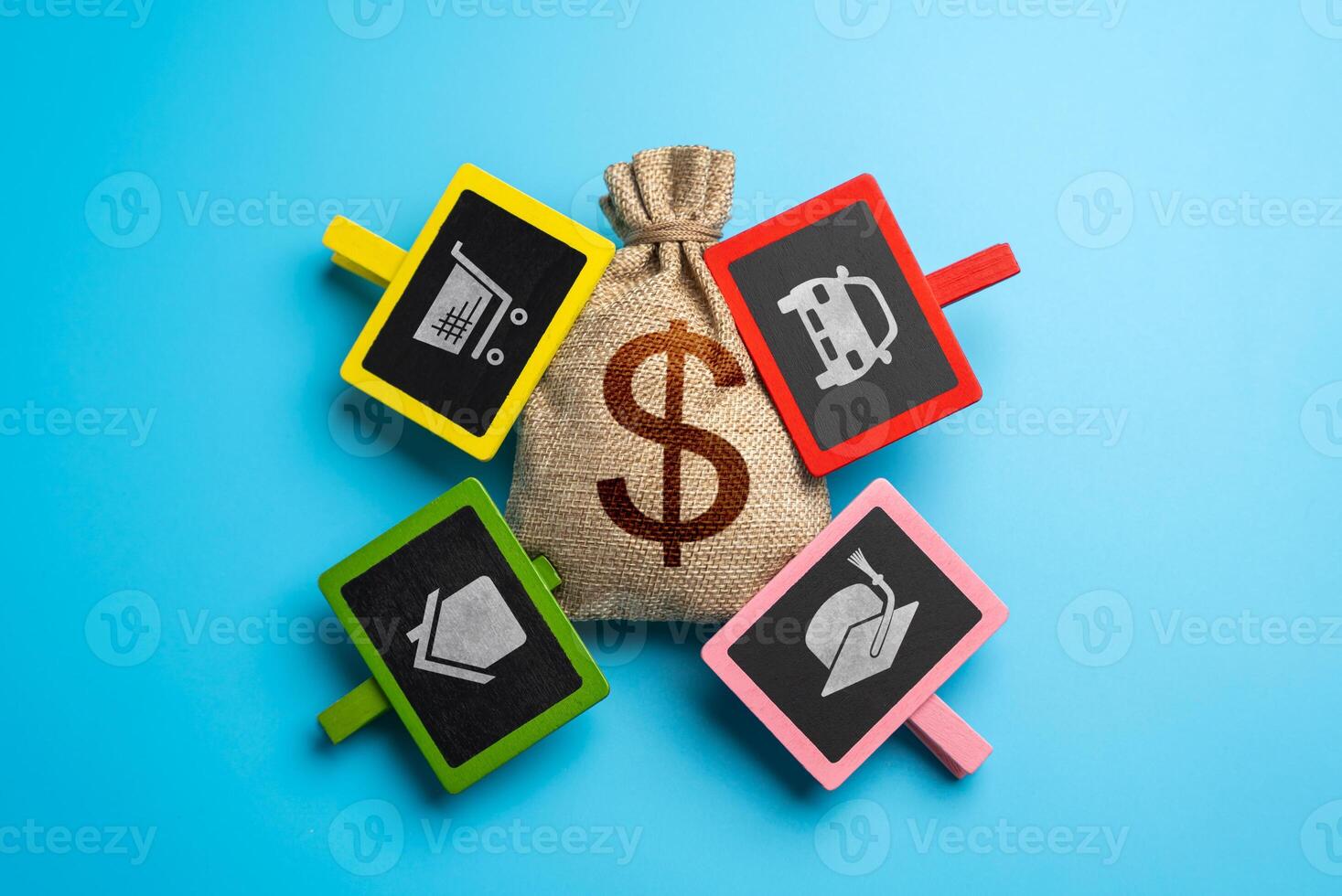 Personal budget and financial goals. Expense items. Optimization of expenses and costs. photo