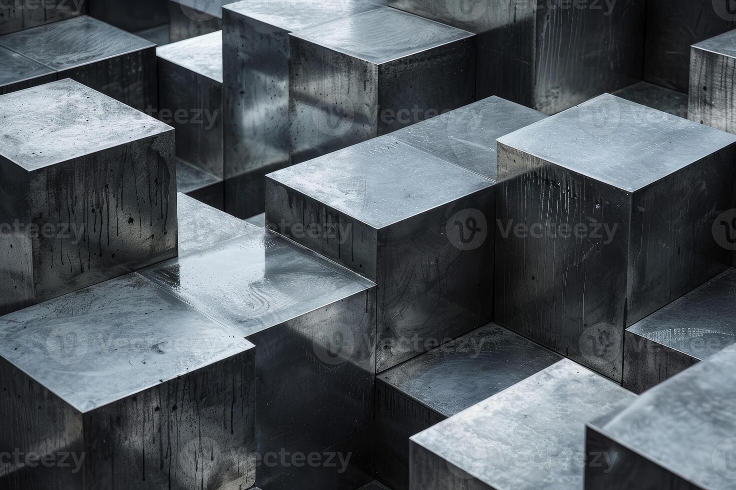 Abstract background showing many metal cubes forming modern structure photo