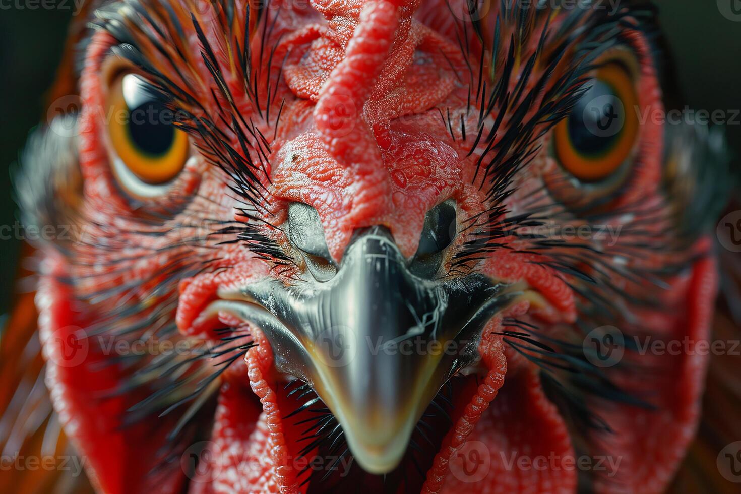 Portrait of a rooster staring intensely at the viewer photo