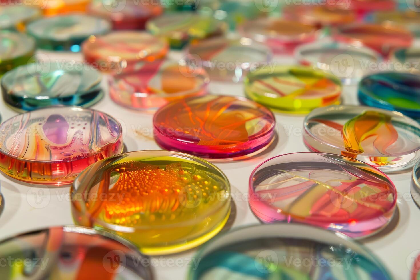 Colorful resin coasters forming a beautiful pattern photo