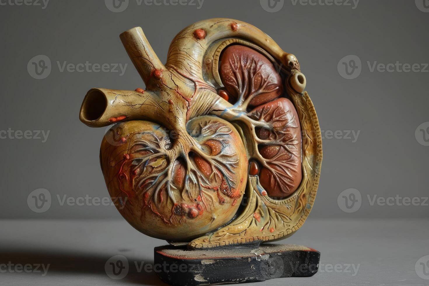 Anatomical model of human kidney showing internal structure photo