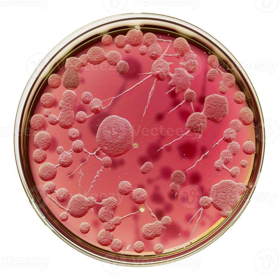 Petri dish showing bacteria or fungus growing in a medical lab photo