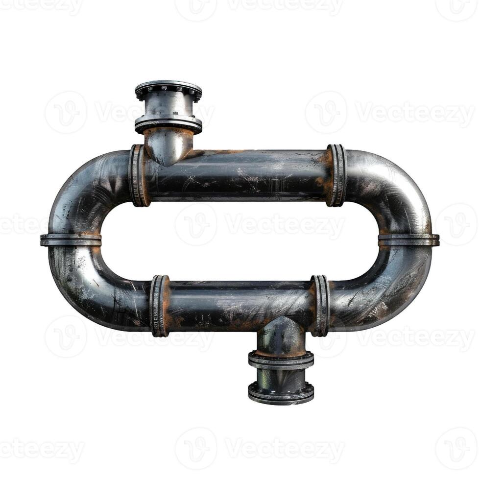 Rusty metal pipes system forming a circle shape photo