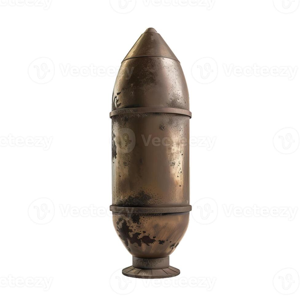 Rusty metal container standing on white background photo