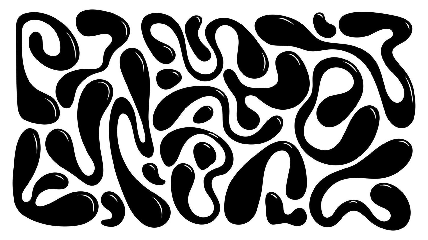 Set of various retro-abstract elements. Liquid elements in 2000 style. Flexible forms for web design, printing, drawing, art, social media. vector