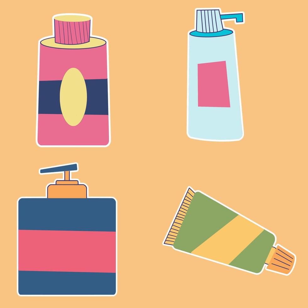 illustration of different types of cosmetic products vector
