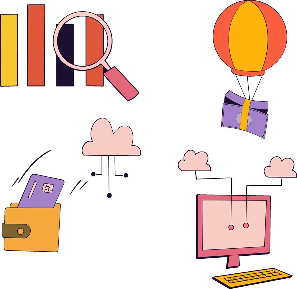 A set of Financial various items Illustration vector