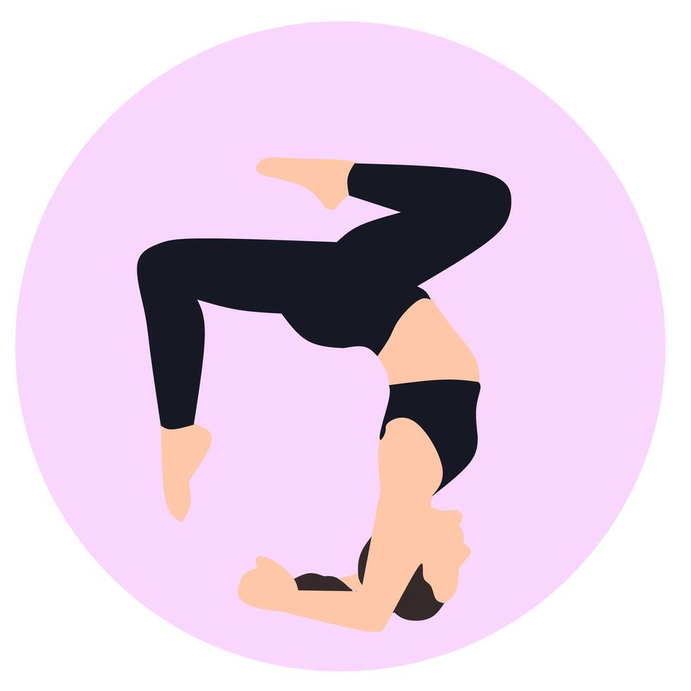 A woman doing a handstand on a pink background vector